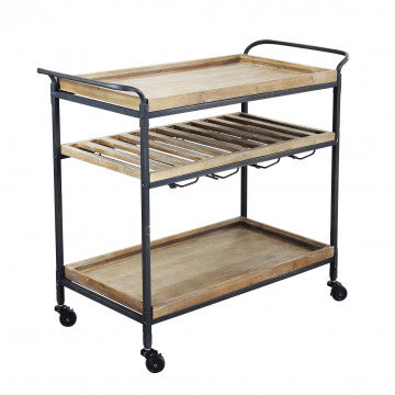 Mobile in ferro e legno con 3 ripiani 87,3 x 42,5 x 77 cm
