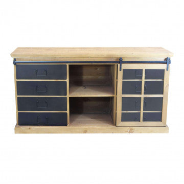 Mobile in legno e acciaio con dimensioni 147x42,3x75 cm, peso 35 kg