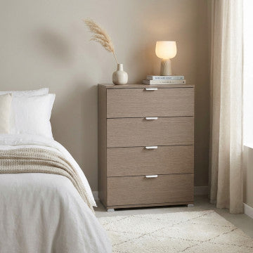 Cassettiera 4 cassetti in truciolare bilaminato rovere grigio 60x38x85cm