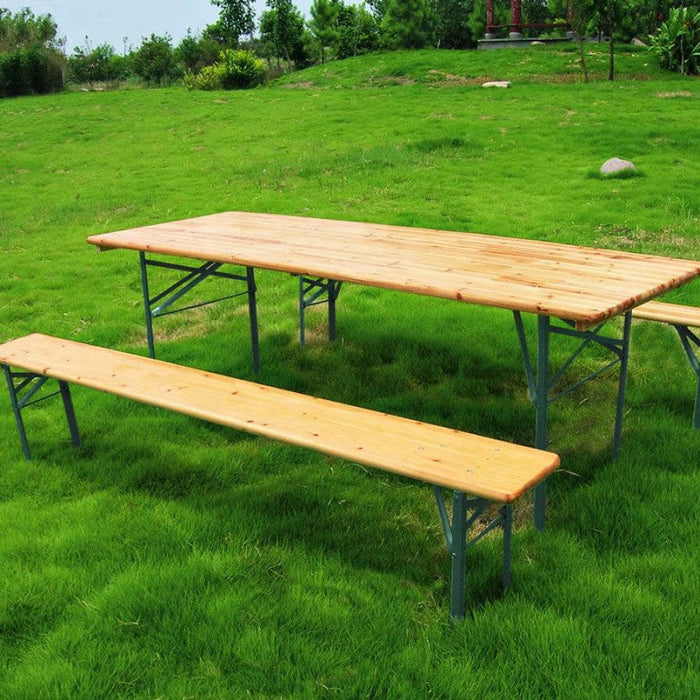 Tavolo Birreria Legno Pieghevole Verde Marrone 200x70 cm