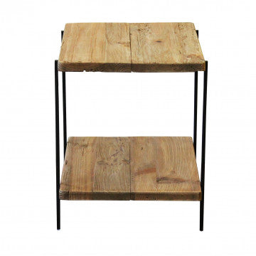 Tavolino in legno di pino riciclato, 50x42x51,5 cm, marrone