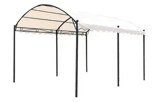 Gazebo Carport 3x4 metri in ecru con struttura robusta in acciaio verniciato, ideale per protezione auto in giardino o cortile.