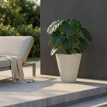 Vaso grande in fibra sintetica diametro 39 cm altezza 46 cm colore bianco