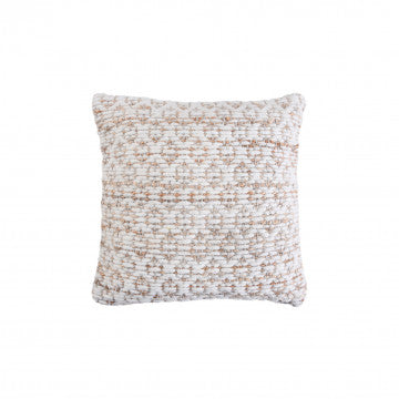 Cuscino quadrato lana e juta con decorazioni, 45x45 cm, altezza 8 cm
