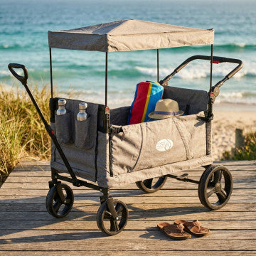 Carrello con tettuccio in poliestere e metallo, dimensioni 88x51x39 cm