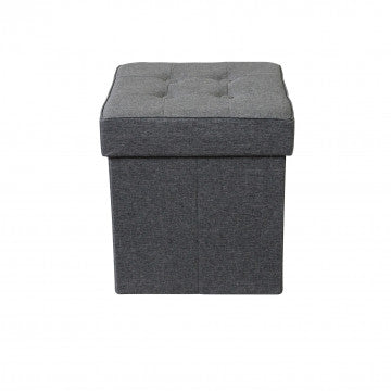 Pouf contenitore quadrato in tessuto grigio scuro 38x38x40 cm