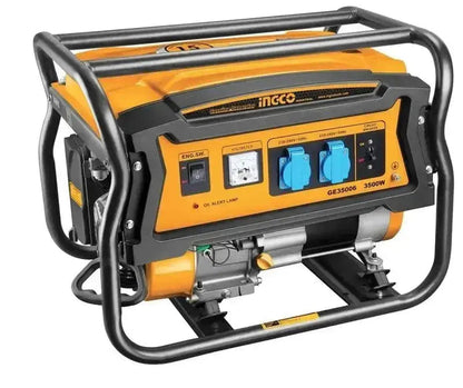 Generatore di corrente 3,5kw con avviamento a strappo INGCO, struttura robusta in metallo, ideale per uso domestico e outdoor.
