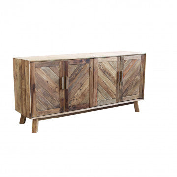 Credenza quattro ante legno pino riciclato 180x48x85 cm marrone
