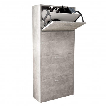 Scarpiera 4 ante a ribalta in truciolare grigio effetto cemento 59x140 cm