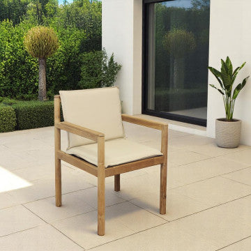 Poltrona impilabile in teak e wicker con cuscini 59x60x80 cm