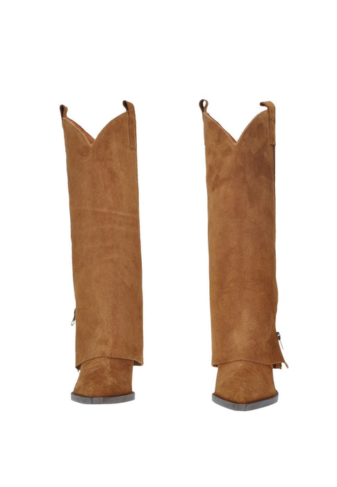 Stivali Natasha TSAKIRIS MALLAS In Camoscio Con Zip Sottopiede In Pelle Fondo Gomma Tacco Alto 8 Cm