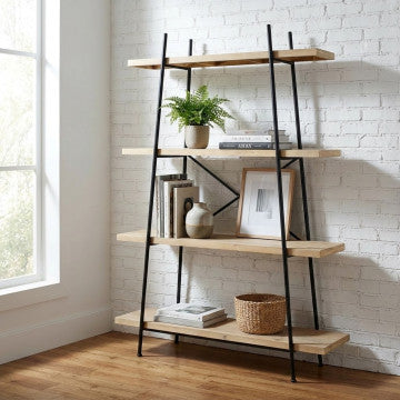 Mobile ferro e legno con 4 ripiani 145x44x176 cm, peso 14,9 kg
