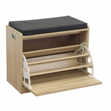 Scarpiera in legno con cuscino 60x29,5x48 cm, peso 8,35 kg