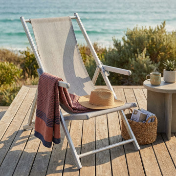 Sdraio mare con braccioli in alluminio e tessuto textilene 98x67,5x106 cm