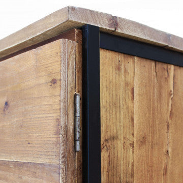 Mobile con 2 ante, struttura in legno e metallo nero, 100x40x86 cm