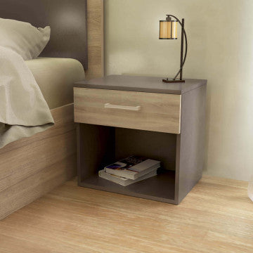 Comodino in truciolare bilaminato grigio olmo 44,5x35x43,5 cm
