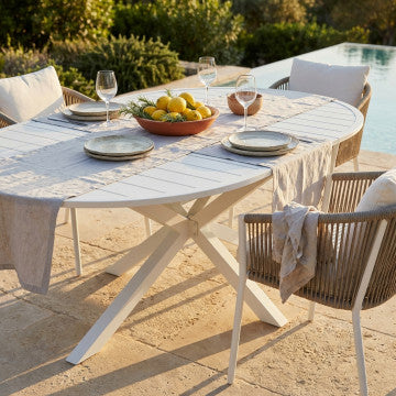 Tavolo rotondo allungabile in alluminio verniciato 150/204 cm diametro