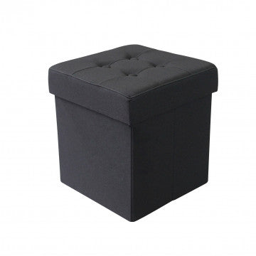 Pouf contenitore quadrato in tessuto nero 38x38x40 cm