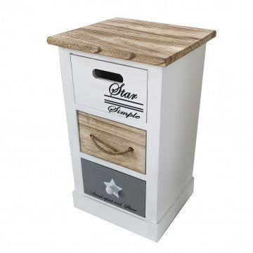 Mobiletto legno 3 cassetti, dimensioni 29x27x49 cm, peso 3 kg