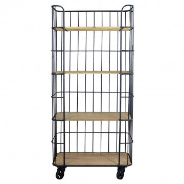 Mobile in ferro e legno con 4 ripiani 77x39,5x168 cm