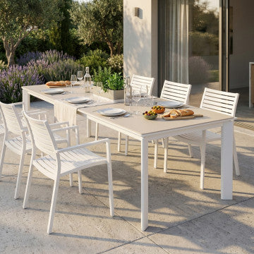 Tavolo allungabile 200/260/320 cm con piano in pietra sinterizzata