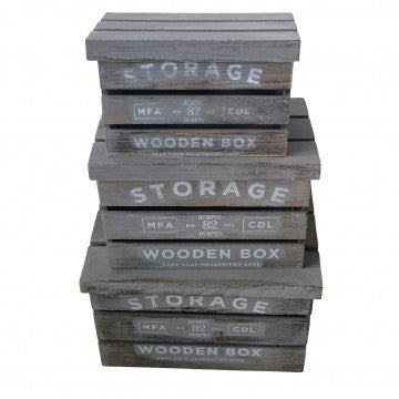 Set 3 cassette in legno grigio: grande 42x31x24, media 36x25x20, piccola 30x19x16