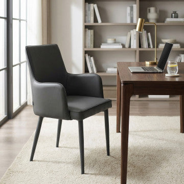 Poltrona in ecopelle grigio scuro, dimensioni 56x54x89 cm, peso 8,3 kg