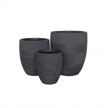 Set 3 vasi in fibra sintetica grigio scuro dimensioni 43,5x50 cm