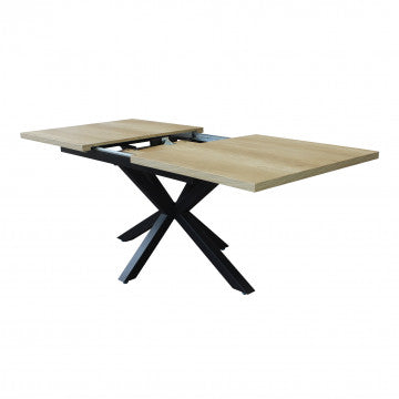Tavolo allungabile piano melamina con venature struttura metallo nero 160/200x90