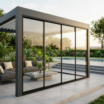 Laterale Vetro Pergola Bioclimatica 370x238 cm Grigio