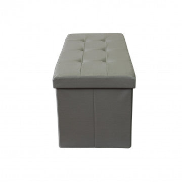 Pouf contenitore rettangolare in ecopelle grigia 76x38x38 cm
