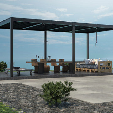 Pergola bioclimatica 7,8 x 4 m con lamelle orientabili in alluminio