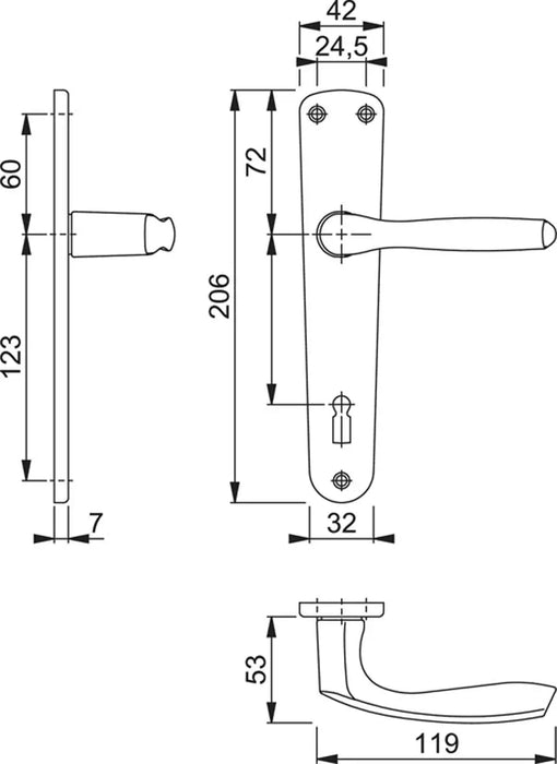 Maniglia Interna Milano con Foro Chiave Patent Hoppe