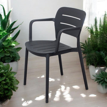 Poltrona in polipropilene impilabile antracite 52,5x53x79 cm
