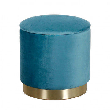 Pouf contenitore rotondo in velluto verde, diametro 37 cm, altezza 40 cm
