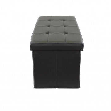 Pouf contenitore rettangolare in ecopelle nero 76x38x38 cm