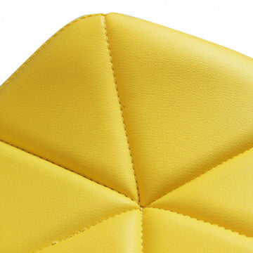 Sedia con struttura metallo, seduta ecopelle gialla e gambe in legno