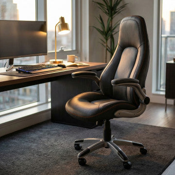 Poltrona gaming in poliuretano grigio, dimensioni 68x67x117-123 cm