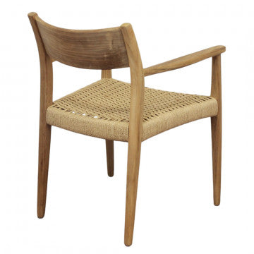 Poltrona in teak e wicker impilabile dimensioni 59x60x80 cm