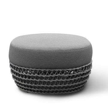 Pouf quadrato in alluminio e corda 63x63x36 cm con cuscini