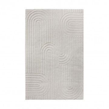 Tappeto in lana e cotone avorio 160 x 230 cm con decorazioni