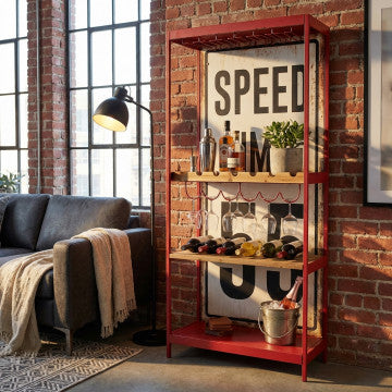 Mobile in metallo e legno, dimensioni 80,5 x 37 x 152,5 cm