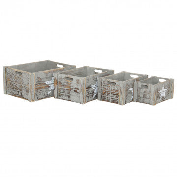 Set 4 cassette legno paulonia grigio dimensioni graduate 41x31x20 cm