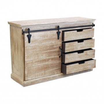 Mobile colonna in metallo e legno, 124x43x81,5 cm, colore marrone
