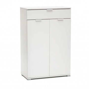 Mobiletto bianco 75x38x112 cm con 2 ante e 1 cassetto in truciolare