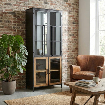 Mobile in ferro e legno con struttura mista, altezza 139,7 cm