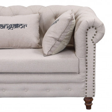 Divano in legno di mango e stoffa, 210x80x76 cm, peso 60 kg