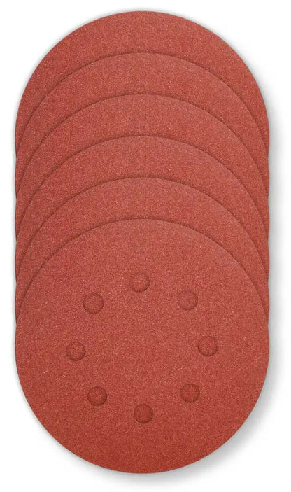 Set di 5 dischi abrasivi in carta da 180mm, rossi, con superficie ruvida, perfetti per levigatura di superfici in legno, vernice e metallo