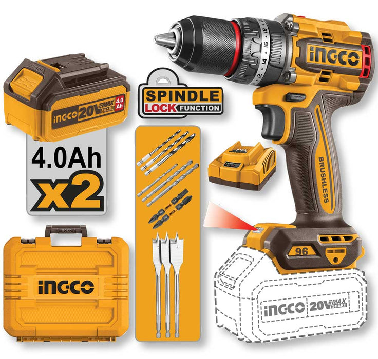 Trapano a Percussione Brushless 20V 96N.m 2x4ah Batterie+caricatore