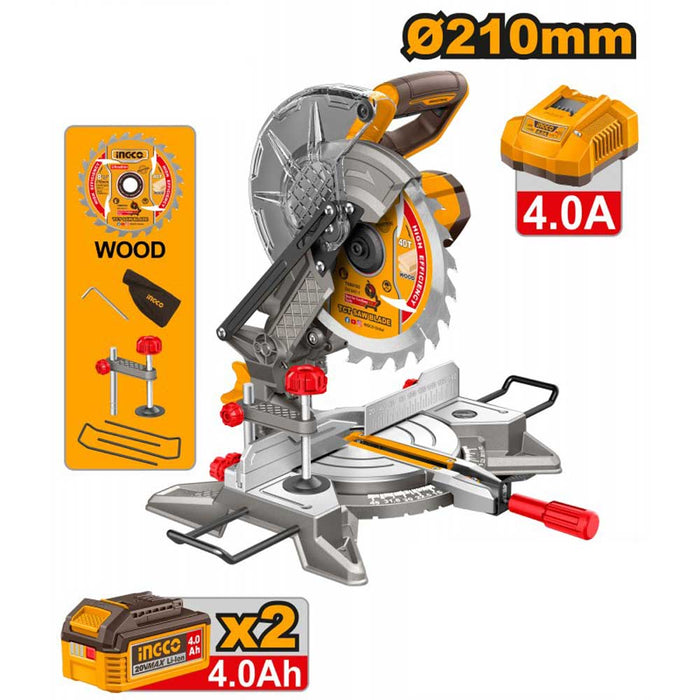 Troncatrice a Disco 210mm 20V Brushless Ingco + 2 Batterie 4Ah